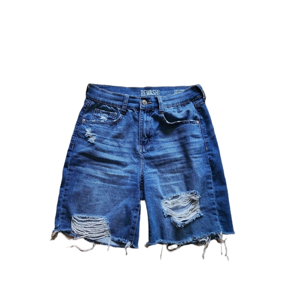 New York Rewash Super High-Rise Distressed Shorts Size 7/ 28 - Picture 1 of 6